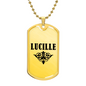 Lucille v01a - 18k Gold Finished Luxury Dog Tag Necklace