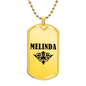 Melinda v01a - 18k Gold Finished Luxury Dog Tag Necklace