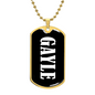 Gayle v01w - 18k Gold Finished Luxury Dog Tag Necklace