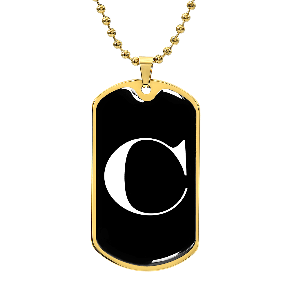 Initial C v3a - 18k Gold Finished Luxury Dog Tag Necklace