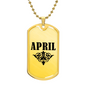 April v01a - 18k Gold Finished Luxury Dog Tag Necklace