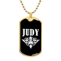 Judy v03a - 18k Gold Finished Luxury Dog Tag Necklace