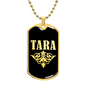 Tara v02a - 18k Gold Finished Luxury Dog Tag Necklace