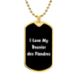 Love My Bouvier des Flandres v6 - 18k Gold Finished Luxury Dog Tag Necklace