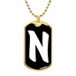Initial N v3b - 18k Gold Finished Luxury Dog Tag Necklace
