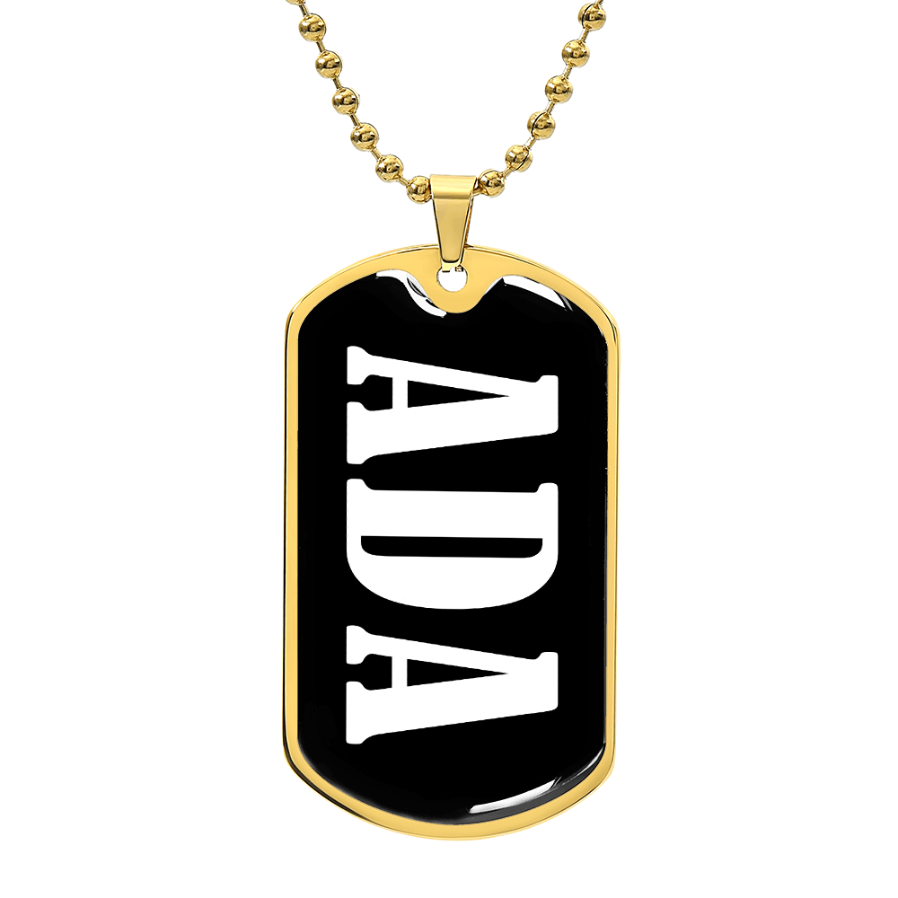 Ada v01w - 18k Gold Finished Luxury Dog Tag Necklace