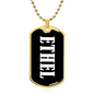Ethel v01w - 18k Gold Finished Luxury Dog Tag Necklace