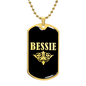 Bessie v02a - 18k Gold Finished Luxury Dog Tag Necklace