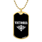 Victoria v03a - 18k Gold Finished Luxury Dog Tag Necklace