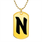 Initial N v1b - 18k Gold Finished Luxury Dog Tag Necklace