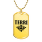 Terri v01a - 18k Gold Finished Luxury Dog Tag Necklace