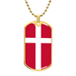 Danish Flag - 18k Gold Finished Luxury Dog Tag Necklace