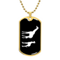 Mama Giraffe With 1 Calf v3 - 18k Gold Finished Luxury Dog Tag Necklace