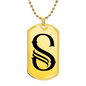 Initial S v001-31 - 18k Gold Finished Luxury Dog Tag Necklace