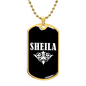Sheila v03a - 18k Gold Finished Luxury Dog Tag Necklace