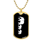 Mama Elephant With 2 Calves v3 - 18k Gold Finished Luxury Dog Tag Necklace