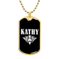 Kathy v03a - 18k Gold Finished Luxury Dog Tag Necklace