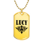 Lucy v01a - 18k Gold Finished Luxury Dog Tag Necklace