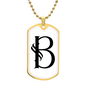 Initial B v001-34 - 18k Gold Finished Luxury Dog Tag Necklace
