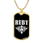 Ruby v03a - 18k Gold Finished Luxury Dog Tag Necklace