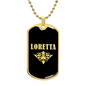 Loretta v02a - 18k Gold Finished Luxury Dog Tag Necklace