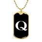 Initial Q v3a - 18k Gold Finished Luxury Dog Tag Necklace