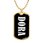 Dora v01w - 18k Gold Finished Luxury Dog Tag Necklace