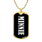 Minnie v01w - 18k Gold Finished Luxury Dog Tag Necklace