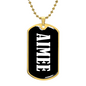 Aimee v03 - 18k Gold Finished Luxury Dog Tag Necklace
