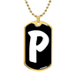 Initial P v3b - 18k Gold Finished Luxury Dog Tag Necklace