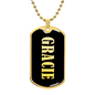 Gracie v02 - 18k Gold Finished Luxury Dog Tag Necklace