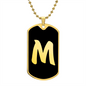 Initial M v2b - 18k Gold Finished Luxury Dog Tag Necklace