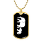 Mama Elephant With 1 Calf v3 - 18k Gold Finished Luxury Dog Tag Necklace