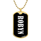 Robyn v01w - 18k Gold Finished Luxury Dog Tag Necklace