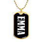Emma v01w - 18k Gold Finished Luxury Dog Tag Necklace