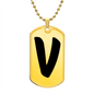 Initial V v1b - 18k Gold Finished Luxury Dog Tag Necklace