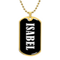 Isabel v01w - 18k Gold Finished Luxury Dog Tag Necklace