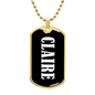 Claire v01w - 18k Gold Finished Luxury Dog Tag Necklace