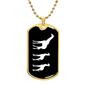 Mama Giraffe With 2 Calves v3 - 18k Gold Finished Luxury Dog Tag Necklace