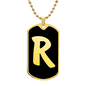Initial R v2b - 18k Gold Finished Luxury Dog Tag Necklace
