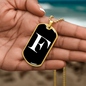 Initial F v3a - 18k Gold Finished Luxury Dog Tag Necklace