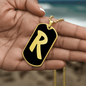 Initial R v2b - 18k Gold Finished Luxury Dog Tag Necklace