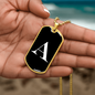 Initial A v3a - 18k Gold Finished Luxury Dog Tag Necklace