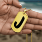 Initial J v1b - 18k Gold Finished Luxury Dog Tag Necklace