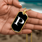 Initial P v3a - 18k Gold Finished Luxury Dog Tag Necklace