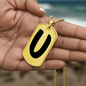 Initial U v1b - 18k Gold Finished Luxury Dog Tag Necklace