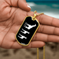 Mama Giraffe With 2 Calves v3 - 18k Gold Finished Luxury Dog Tag Necklace