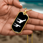 Mama Giraffe With 1 Calf v3 - 18k Gold Finished Luxury Dog Tag Necklace