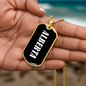 Alberta v01w - 18k Gold Finished Luxury Dog Tag Necklace