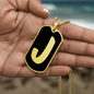 Initial J v2b - 18k Gold Finished Luxury Dog Tag Necklace